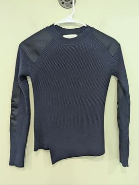 Sportmax By MaxMara Navy Blue Knit Sweater With Asymmetrical Hem Size XS